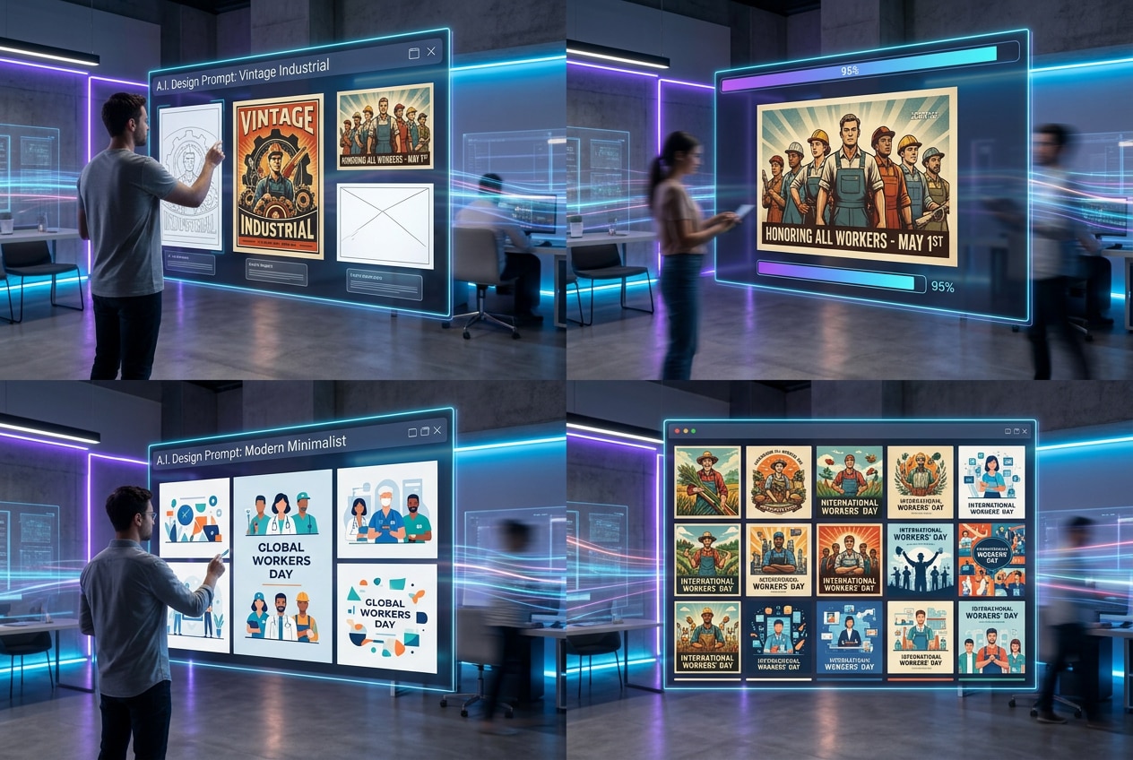 Fast Labour Day greeting card AI generator