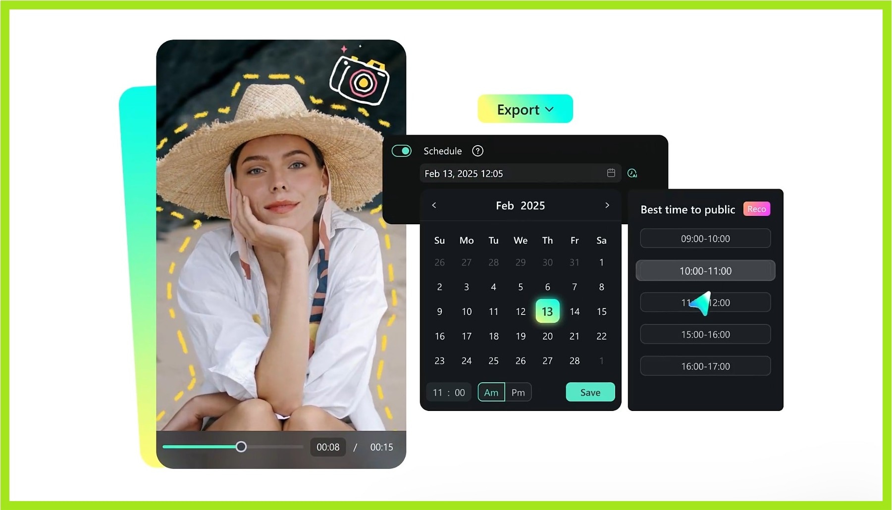 filmora's media scheduling tool