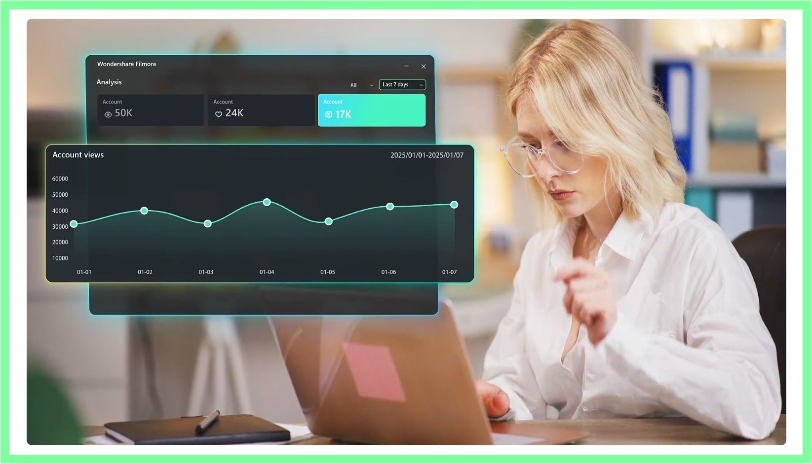 filmora's media tracking tool