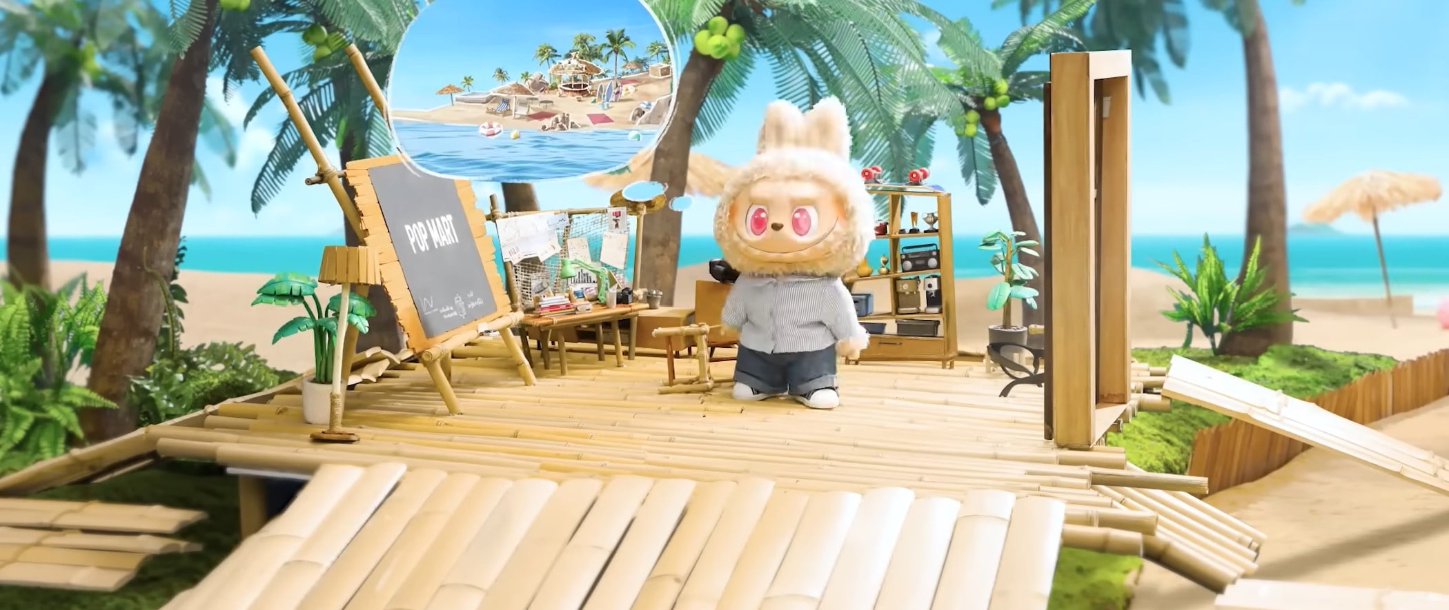 labubu doll at the beach