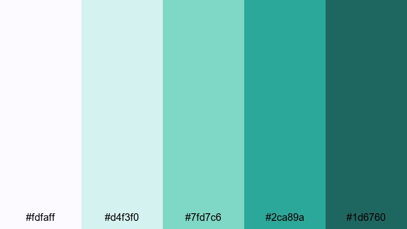 lagoon mist pastels turquoise green color palette with hex codes