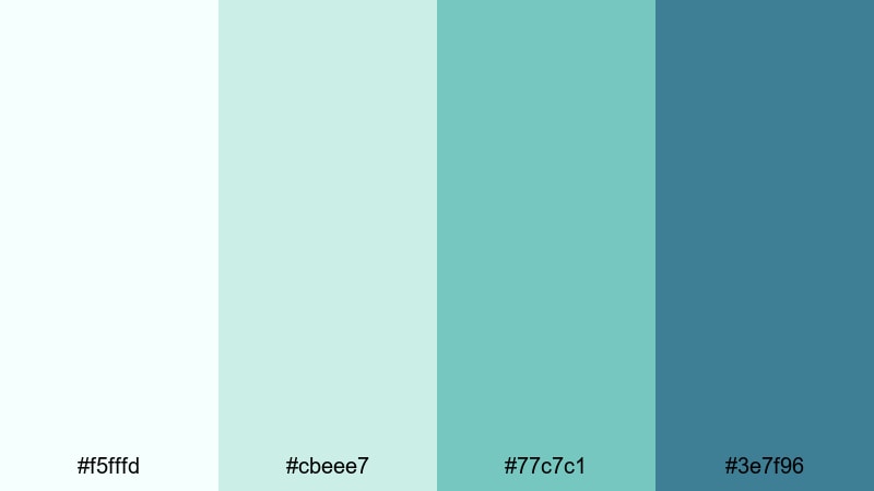 lagoon mist whisper green blue color palette with hex codes