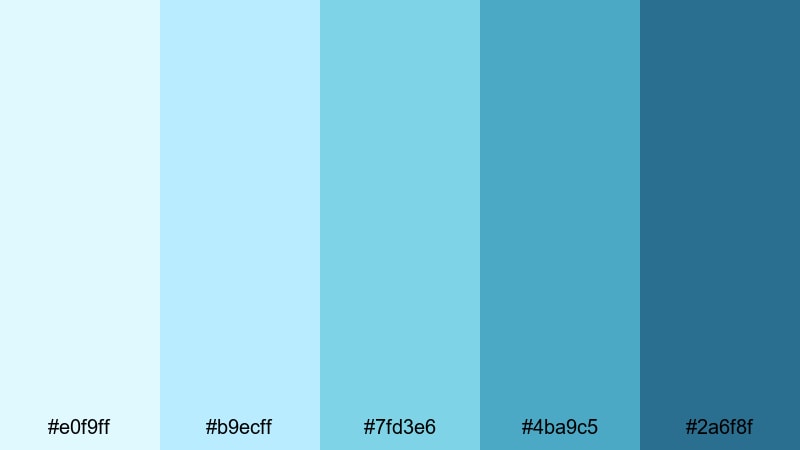 lagoon morning mist cyan color palette with hex codes