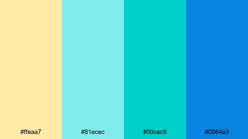 lagoon sparkle topaz color palette with hex codes