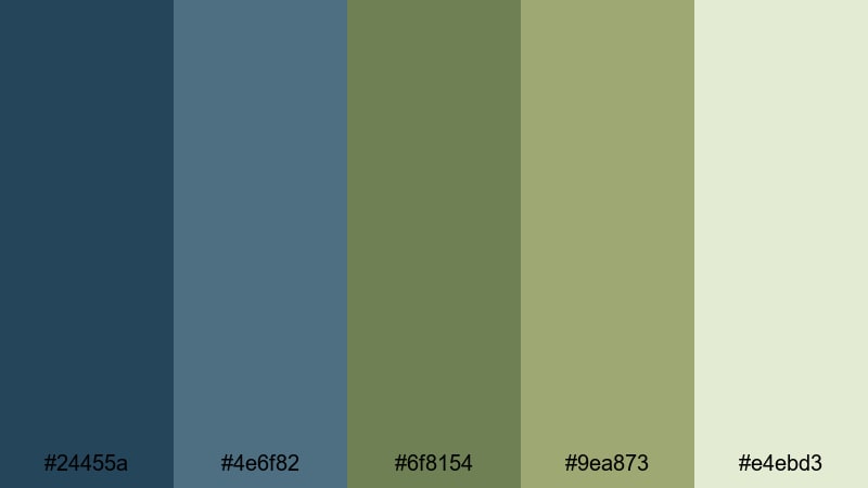 lakeside olive refuge blue olive green color palette with hex codes