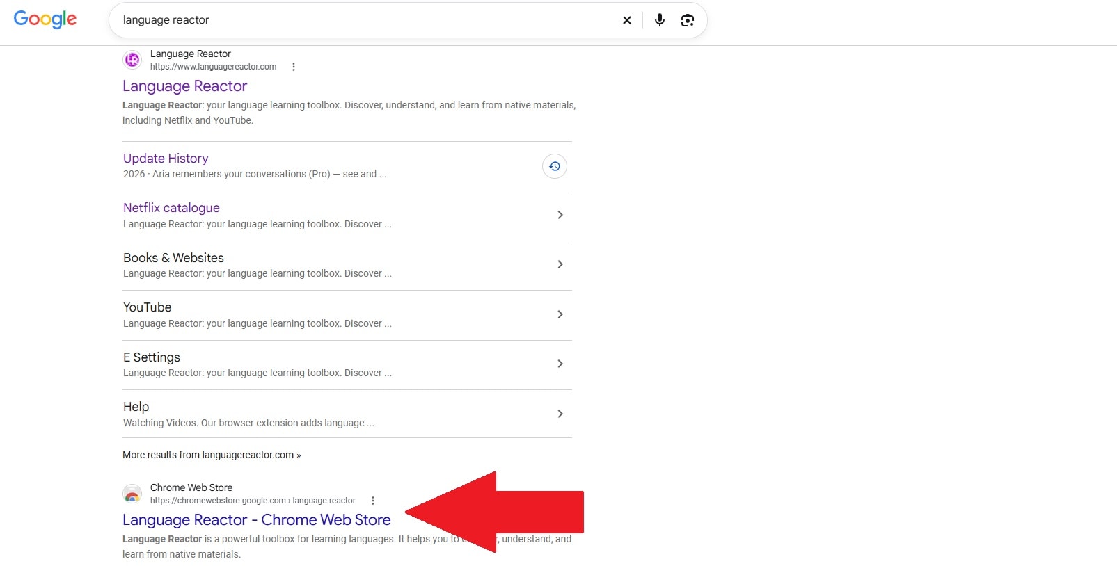 open the language reactor chrome web