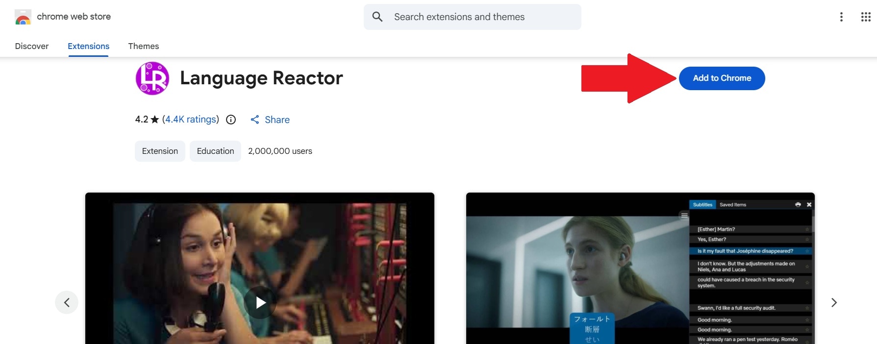 add language reactor to chrome