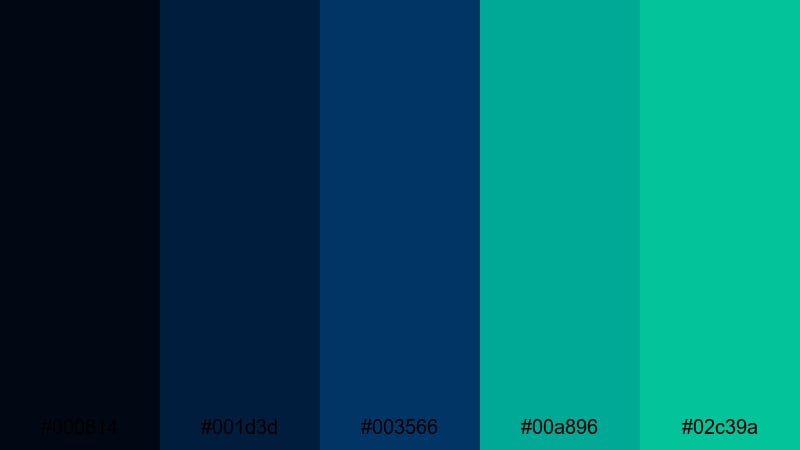 laser aurora stream black blue green color palette with hex codes