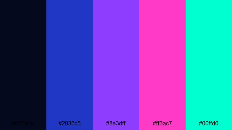 laser party lights blue magenta color palette with hex codes