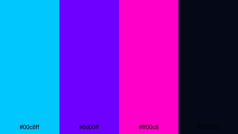 laser tunnel rush electric blue color palette with hex codes