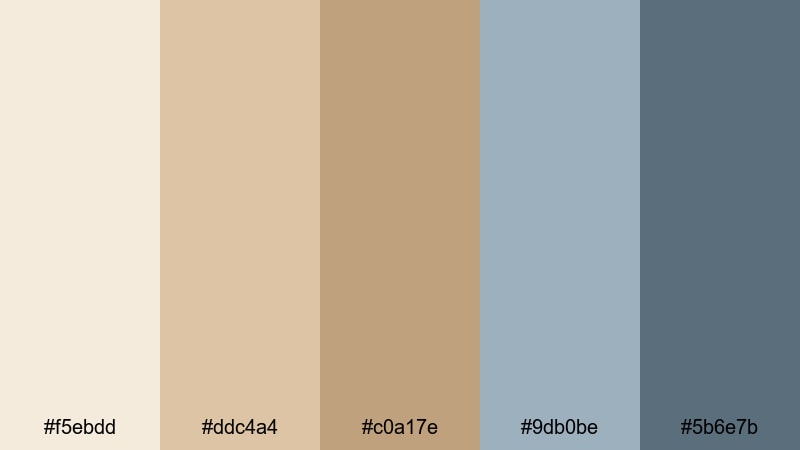 latte coast credits beige blue color palette with hex codes