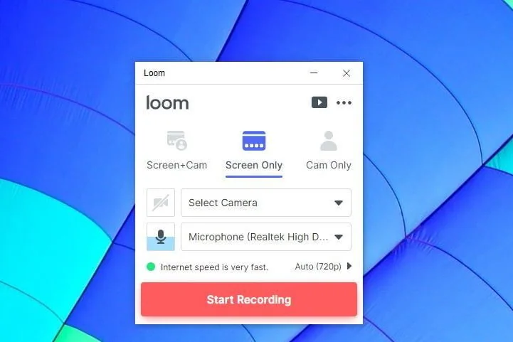 تشغيل برنامج التسجيل loom