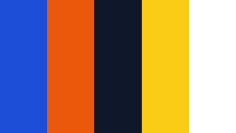 launch pad royal blue and orange electronics store color color palette with hex codes