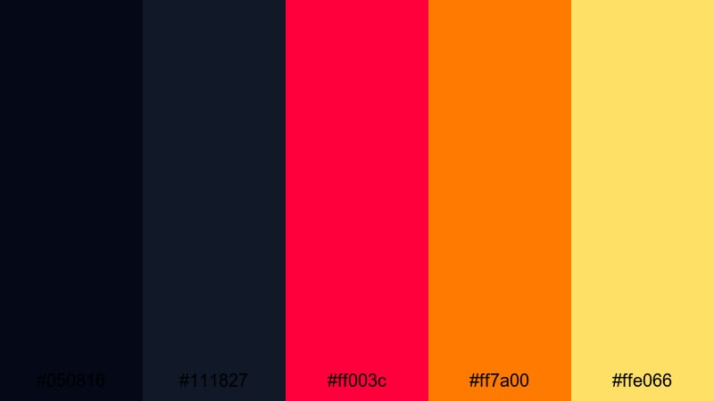lava neon studio black red orange color palette with hex codes