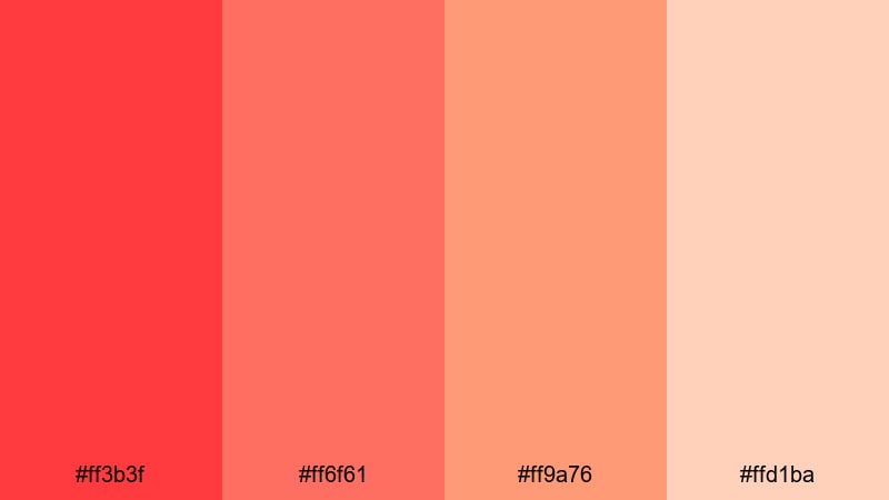 lava sunset party orange pink color palette with hex codes