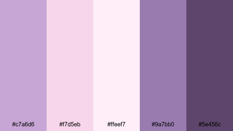 lavender blush whispers purple mauve color palette with hex codes