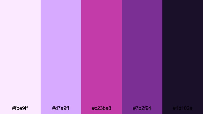 lavender crush evening purple magenta color palette with hex codes