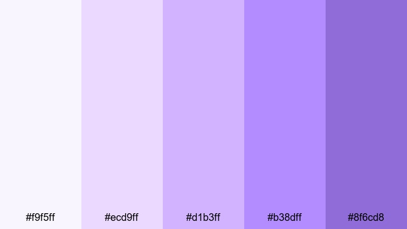 lavender daydream glow purple color palette with hex codes