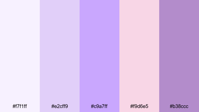 lavender daydream glow purple lilac color palette with hex codes