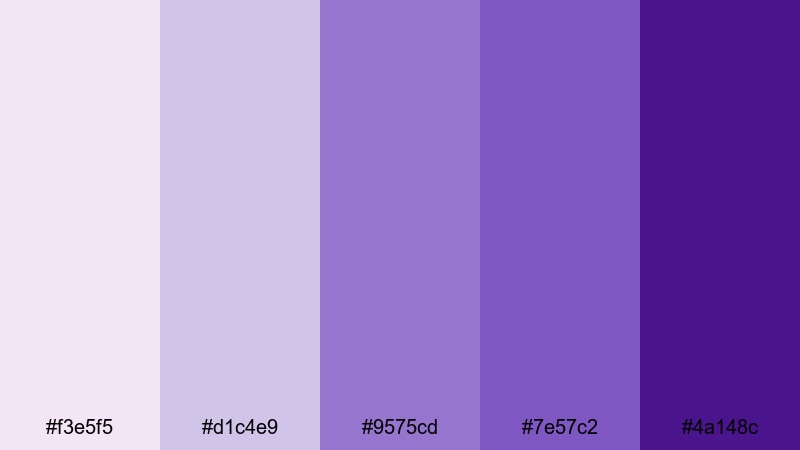 lavender dusk whisper violet color palette with hex codes