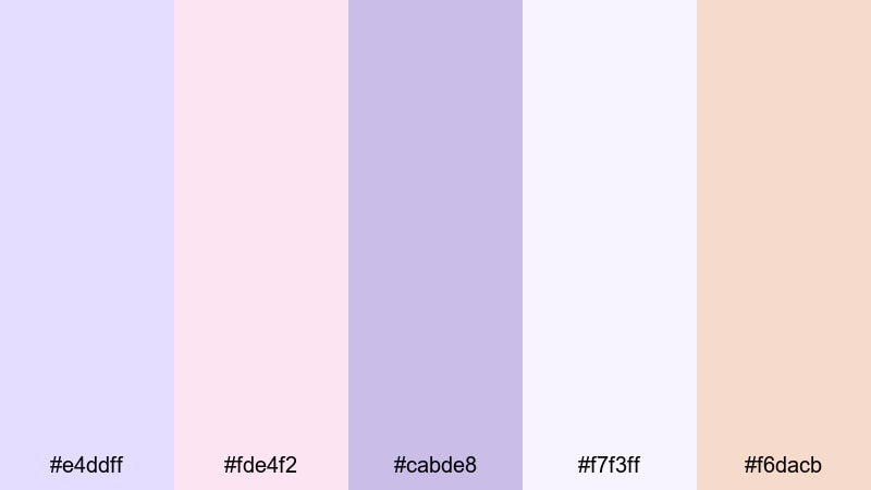 lavender lace morning pale lavender color palette with hex codes