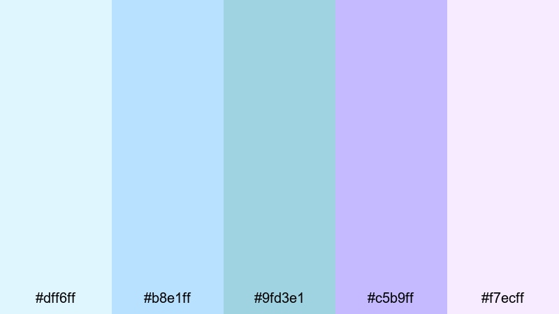 lavender lagoon mist green blue purple color palette with hex codes