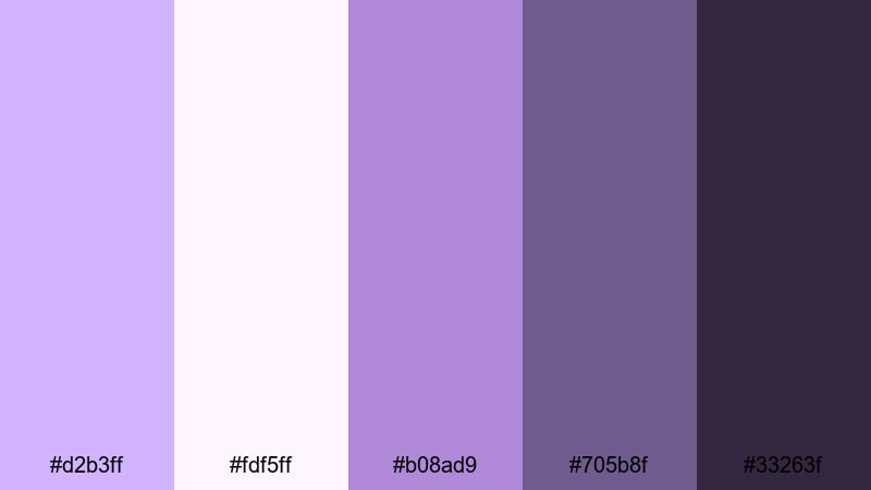 lavender letters wisteria color palette with hex codes