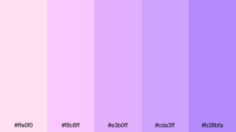 lavender love story pastel pink purple color palette with hex codes