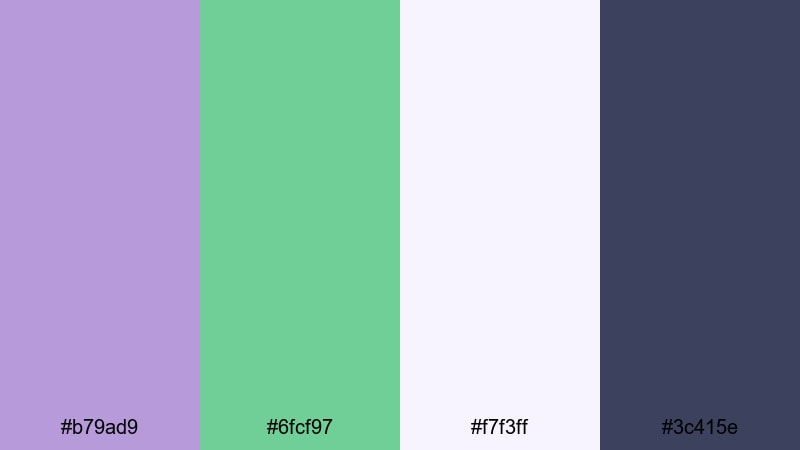 lavender meadow mist purple green color palette with hex codes
