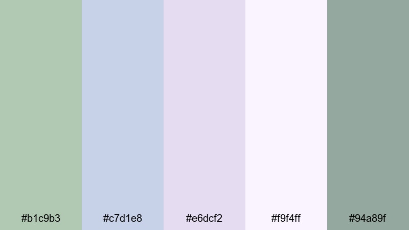 lavender meadow whisper green lavender color palette with hex codes