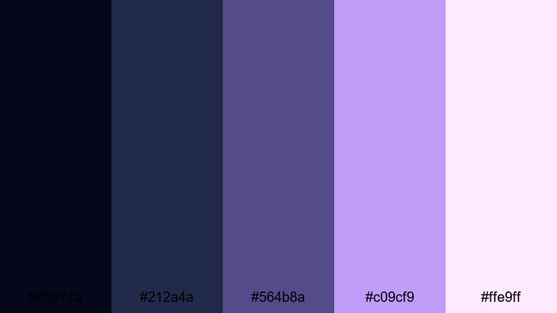 lavender nightfall glow purple dark blue color palette with hex codes