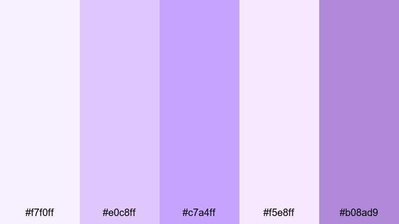 lavender petal whisper floral color palette with hex codes