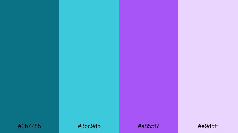 lavender tidal drift teal purple color palette with hex codes