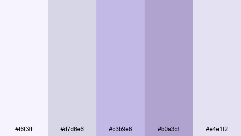 lavender veil dream pastel gray color palette with hex codes