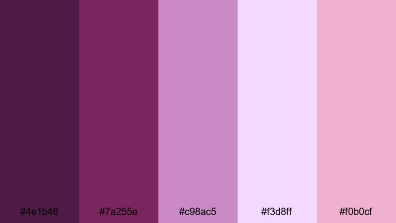 lavender wine glow purple maroon color palette with hex codes