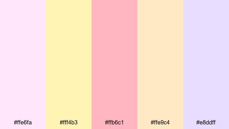 lemon berry sorbet yellow pink color palette with hex codes