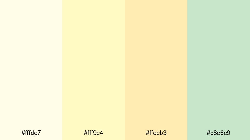 lemon chiffon breeze light yellow color palette with hex codes