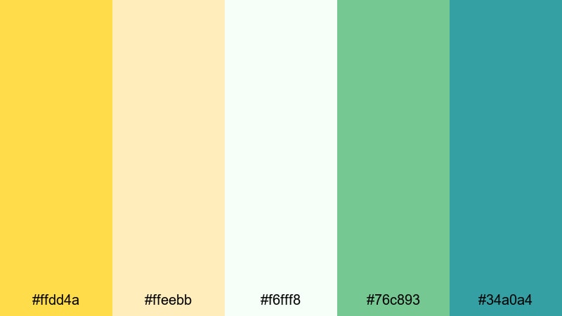 lemon grove breeze orange green yellow color palette with hex codes