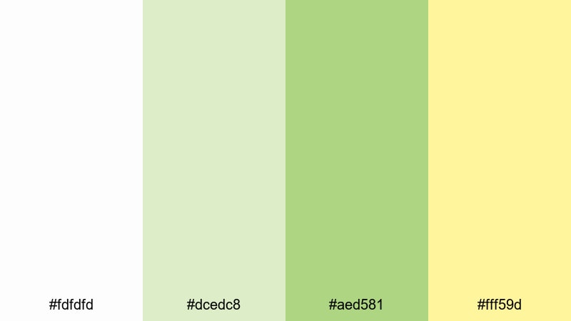 lemon leaf breeze white green yellow color palette with hex codes