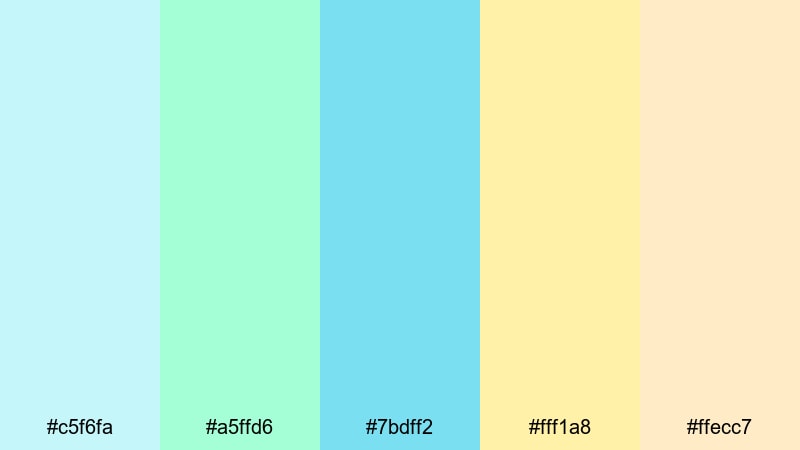 lemon mint breeze green blue yellow color palette with hex codes