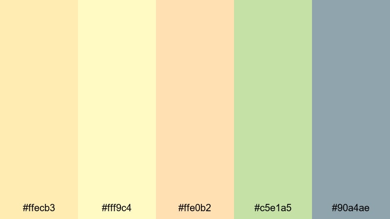 lemon sorbet aesthetic dandelion color palette with hex codes