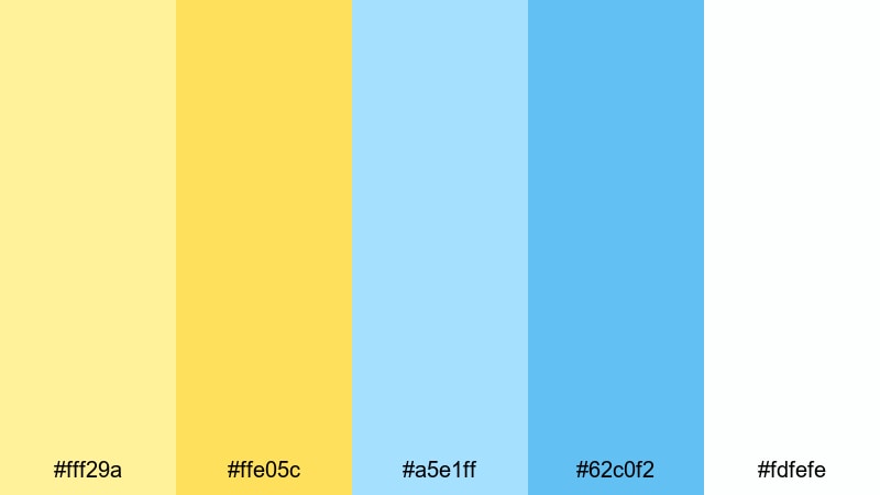 lemon sorbet splash pastel blue yellow color palette with hex codes