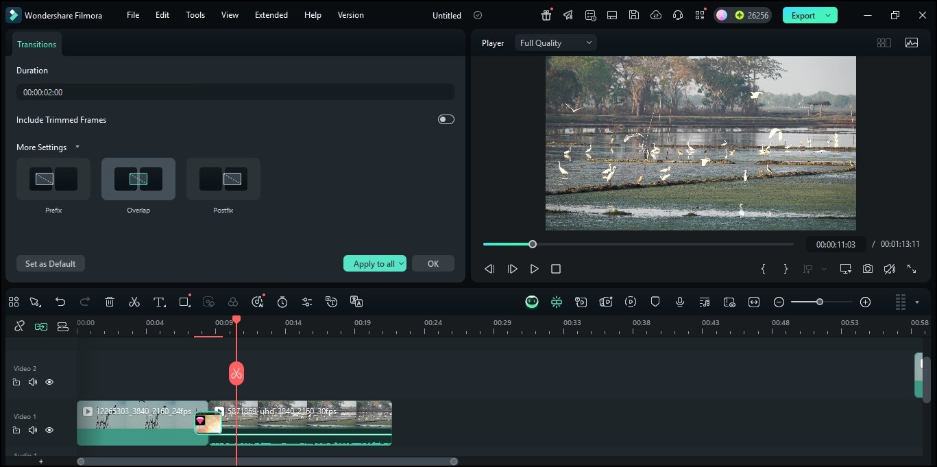 adjusting lens flare on filmora