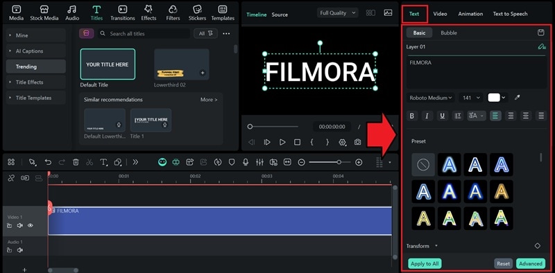customize the text on properties panel