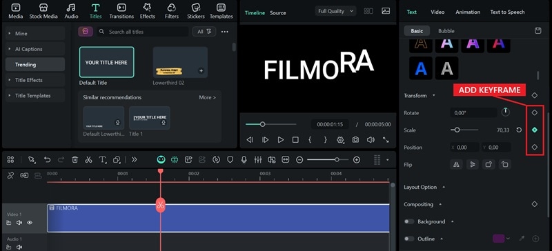 use filmora keyframe for more control