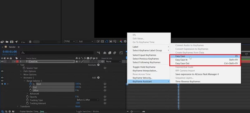 access easing feature in ae