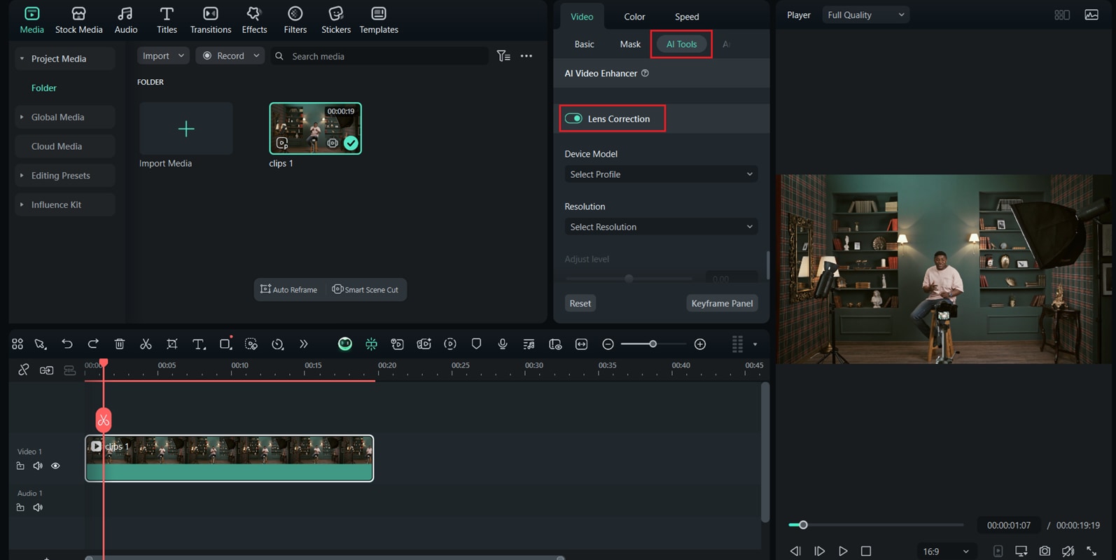 enable lens correction feature