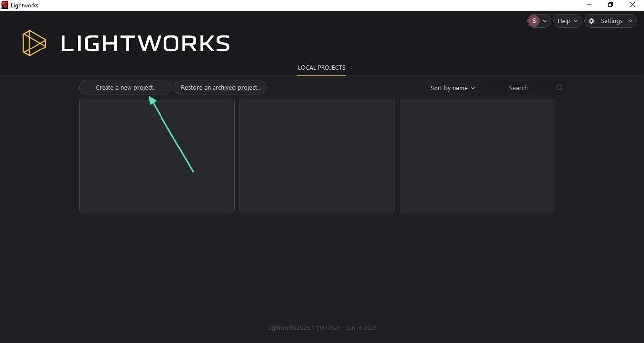 create new project on lightworks
