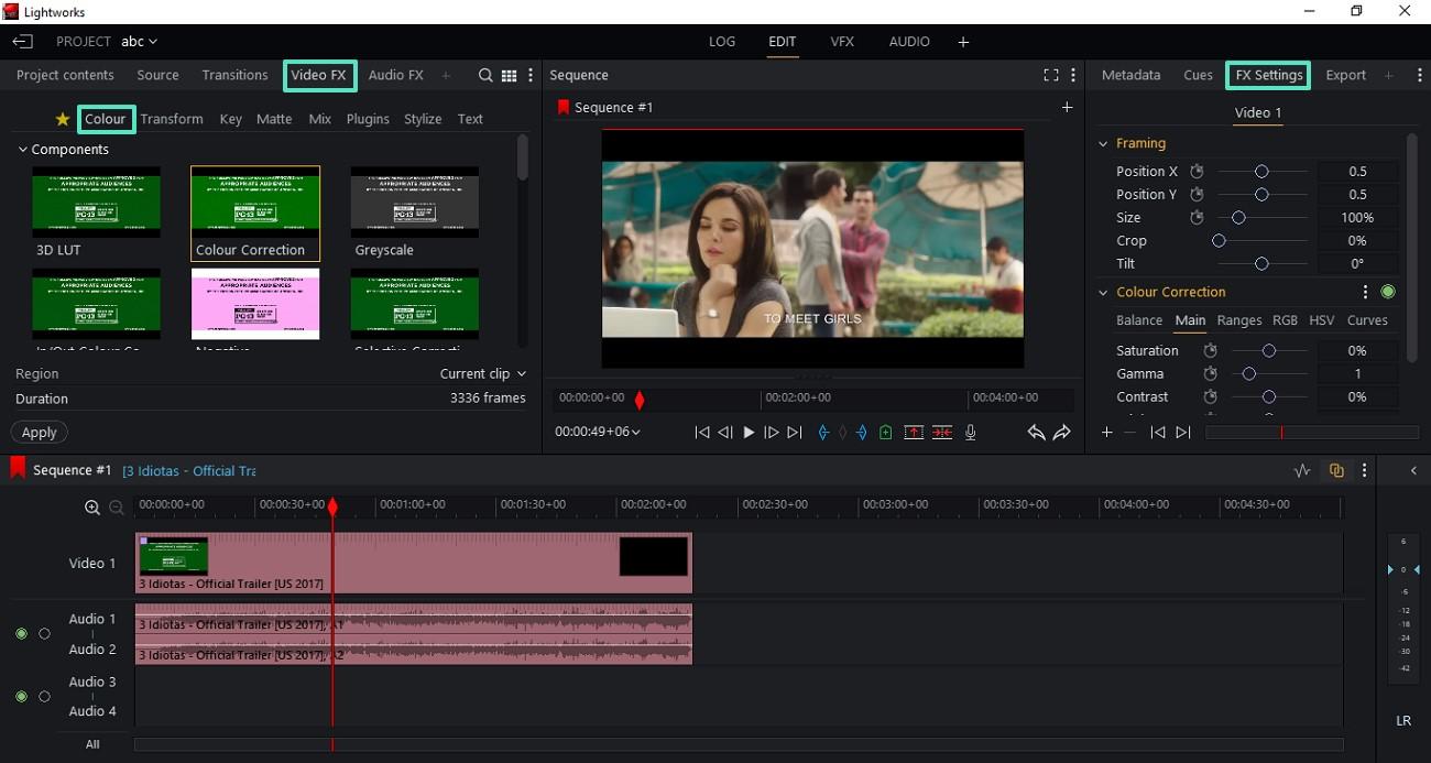 enable video fx and adjust attributes