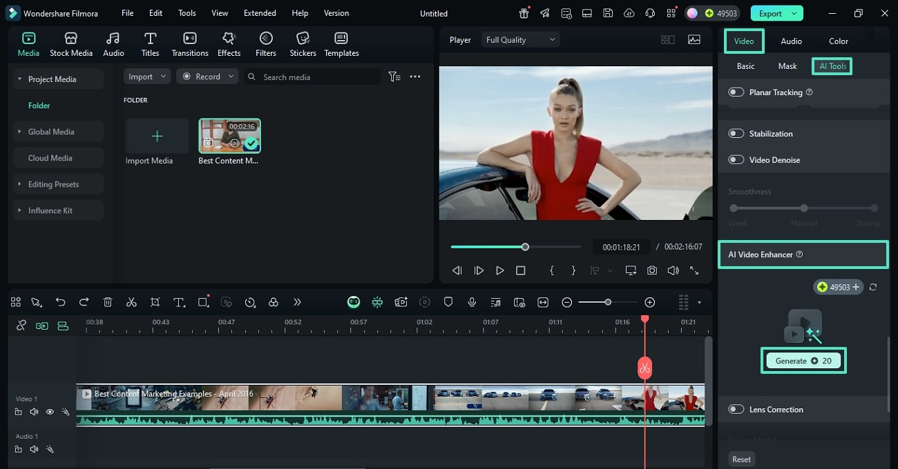 using ai video enhancement filmora